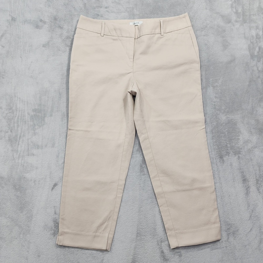 Dressbarn Pants Womens 10 Beige Twill Capri Straight Leg Chino Stretch Casual